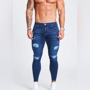 Legend London Dark Blue Jeans - Ripped & Repaired- 34 Short